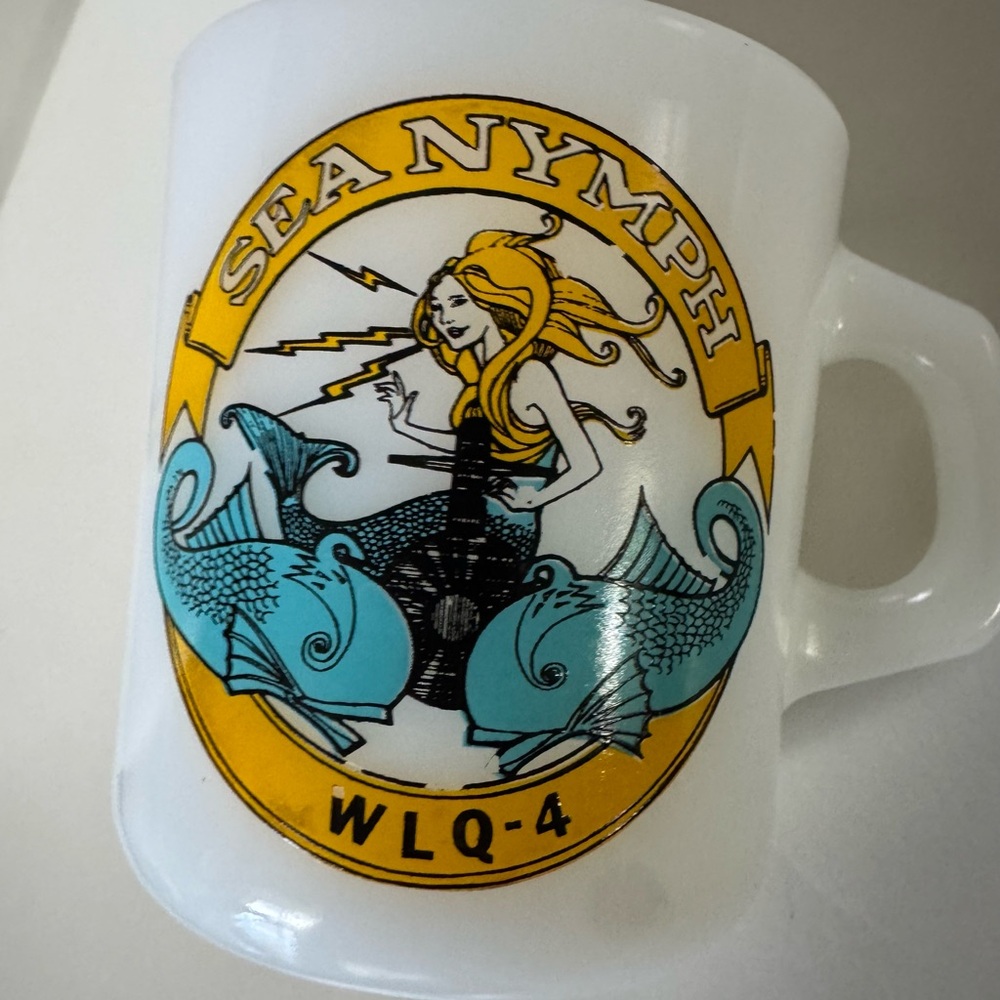 Vintage Milk Glass Sea Nymph Graphic Mug